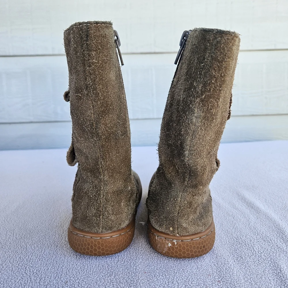 Livie & Luca Tiempo Taupe Classic Suede Brown Leather Riding Boot Girl SZ 8